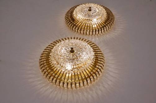 Hillebrand brass, glass & Lucite bead large pair lights, 1960`s ca, German